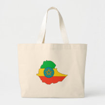 Ethiopia flag map tote bags