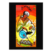Ethiopian Man in Turban Pouring Tea Personalized Invites