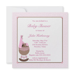 Ethnic Baby Girl Cradle Pink Shower Invitation invitation