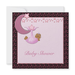 Ethnic Baby Girl Moon & Stars Shower Invitation invitation