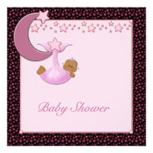 Ethnic Baby Girl Moon & Stars Shower Invitation