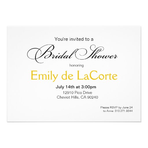 ETHNIC BRIDE Bridal Shower | yellow Personalized Announcement