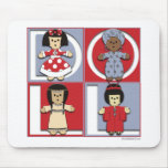 Ethnic Dolls - Red/Blue Mouse Pad
