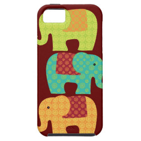 Ethnic Elephants with Flowers on Maroon Red iPhone 5 Case
