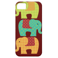Ethnic Elephants with Flowers on Maroon Red iPhone 5 Cases