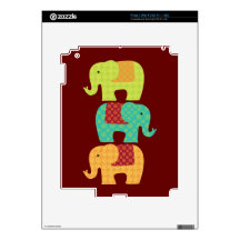 Ethnic Elephants with Flowers on Maroon Red Skin For iPad 2