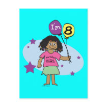 Ethnic Girls I'm 8 8th Birthday postcards