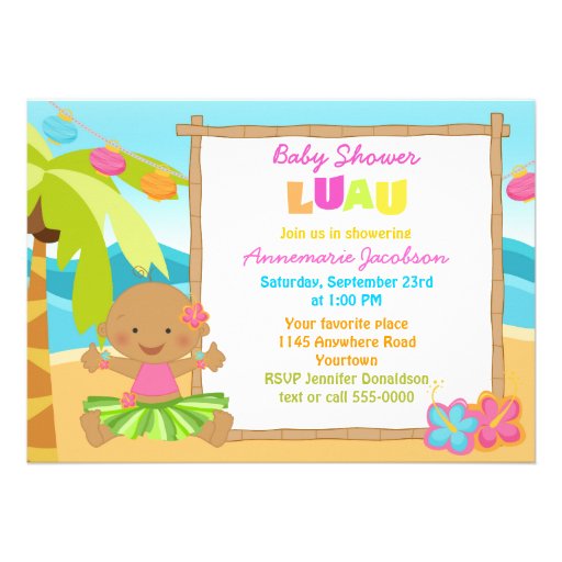 Ethnic Girls Lua Baby Shower Announcement