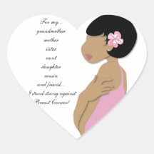 Ethnic I Stand Strong against Breast Cancer Heart Stickers