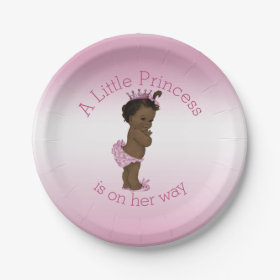 Ethnic Little Princess Baby Shower Pink 7 Inch Paper Plate
