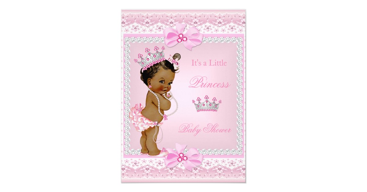 Ethnic Princess Baby Shower Girl Pink Pearls Tiara 5x7 ...