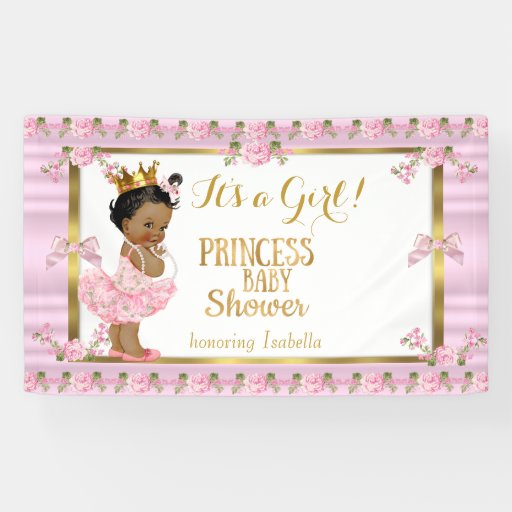 Ethnic Princess Baby Shower Pink Gold Tutu Banner | Zazzle