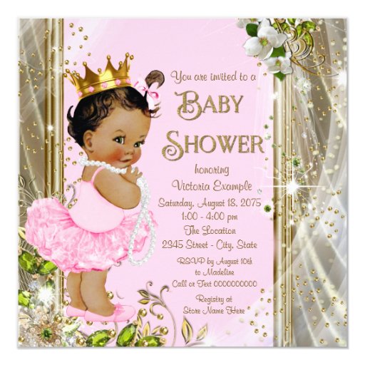 Ethnic Princess Tutu Pink Gold Baby Shower Invitation