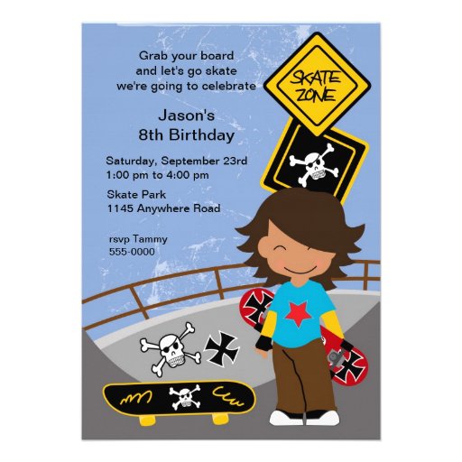 Ethnic Skateboarding Birthday Party Invitation