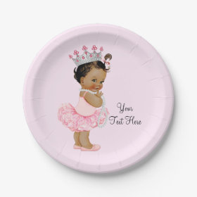 Ethnic Vintage Princess Ballerina Baby Shower 7 Inch Paper Plate