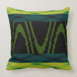 Ethnic waves pattern in blue,green and yellow throw pillow