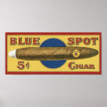 Etiqueta azul del cigarro del punto poster