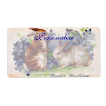 Etiquetas de los conejitos de pascua del vintage etiqueta de envío