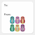 Etiquetas del regalo de los búhos de Matryoshka de
