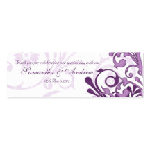 Etiquetas florales abstractas púrpuras y blancas d tarjeta de visita