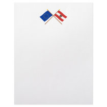 EU and Austria Crossed Flags Personalized Letterhead