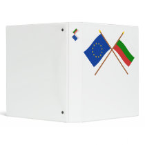 EU and Bulgaria Crossed Flags 3 Ring Binders