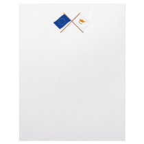 EU and Cyprus Crossed Flags Personalized Letterhead