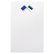 EU and Estonia Crossed Flags Custom Stationery