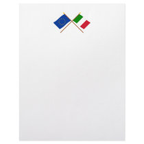 EU and Italy Crossed Flags Customized Letterhead