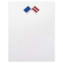 EU and Latvia Crossed Flags Customized Letterhead