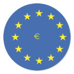 EU flag.with EURO Symbol Round Stickers