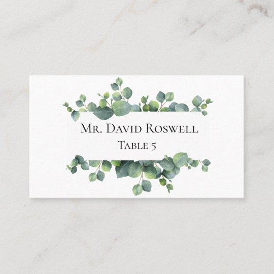 Eucalyptus Leaves Personalized Wedding Place Card Zazzle