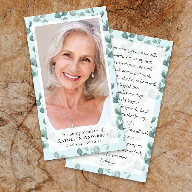 Eucalyptus Photo Funeral Memorial Prayer Card Zazzle