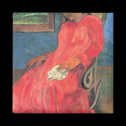 Eugène Henri Paul Gauguin - Woman in Red Dress Fridge Magnets