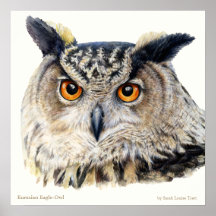 Eurasian Eagle Owl Ornithological fine art poster
