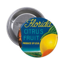 Eureka Brand Florida Citrus Fruit Pinback Buttons