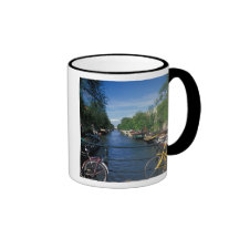 Europe, Holland, Amsterdam, yellow bicycle and Coffee Mug