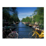Europe, Holland, Amsterdam, yellow bicycle and Post Card