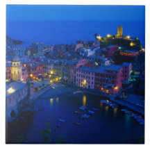 Europe, Italy, Cinque Terre, Vernazza. Hillside Ceramic Tile