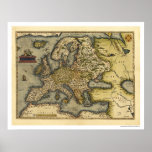 Europe Map By Ortelius 1570 posters