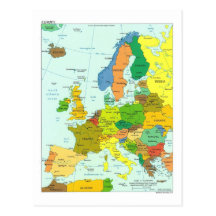 Europe map post card
