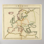 Europe, Mountains and Rivers Outline Poster