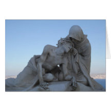 Europe Notre Dam Statue Greeting Cards