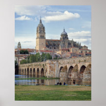 Europe, Spain, Salamanca. The Roman bridge over Poster