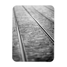 Europe, Switzerland, Bern. Tram tracks, 2 Rectangle Magnets