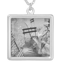 Europe, Switzerland, Lucerne. Outdoor cafe table Pendant