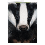 European Badger Portrait Painting Note Card cards