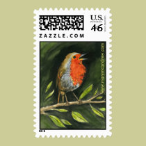 European Robin - England Bird Stamps stamps
