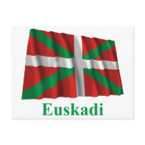 Euskadi (País Vasco) waving flag with name Postcards