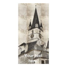 Evangelic church tower drawing photo card template